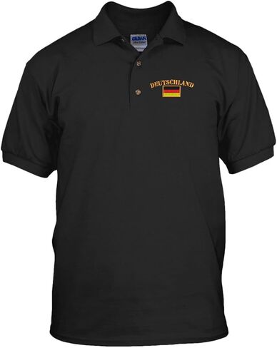 Speedy Pros Deutschland Germany Flag Embroidery Embroidered Golf Polo Shirt Black X-Large in Kuwait