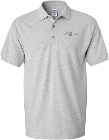 Polo Shirts for Men Captain Anchor Sailing Embroidery Short Sleeves Golf Tees in Kuwait