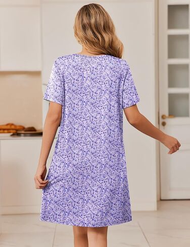 Ekouaer Zipper Robes for Women Short Sleeve Bathrobes Lace Lightweight House Coat Soft Zip Up Nightgowns with Pockets in Saudi Arabia