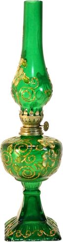 Hand Blown Glass Oil Lamp in Purple , 13.5" Tall , with Clear Gift Box (Purple) in Saudi Arabia