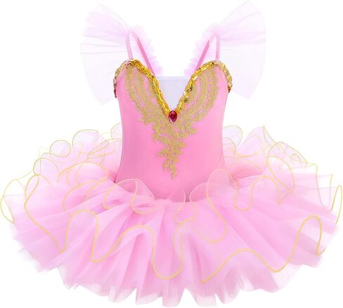 Kidinix Ballerina Costume Dance Leotard for Girls Kids Sleeveless Embroidery Ballet Tutu Dress Outfit in Saudi Arabia