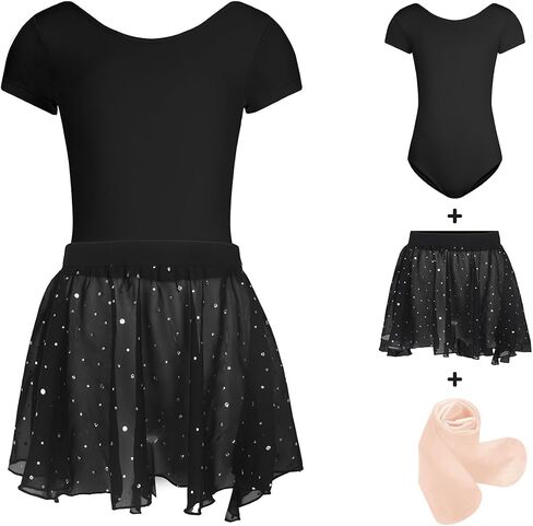 Toddler Dance Leotard Set with Wing Cutout Back, Ballet Skirt & Leggings for Girls in Saudi Arabia