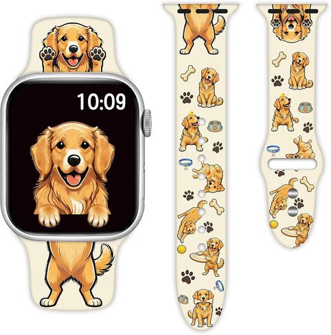 Dog Silicone Bands Compatible with Apple Watch 38mm 40mm 41mm 42mm 44mm 45mm 46mm 49mm Women Men, Soft Waterproof Replacement Sport Straps Wristbands for iWatch Series 11 10 9 8 7 6 5 4 SE/Ultra 3 2 1 in Kuwait