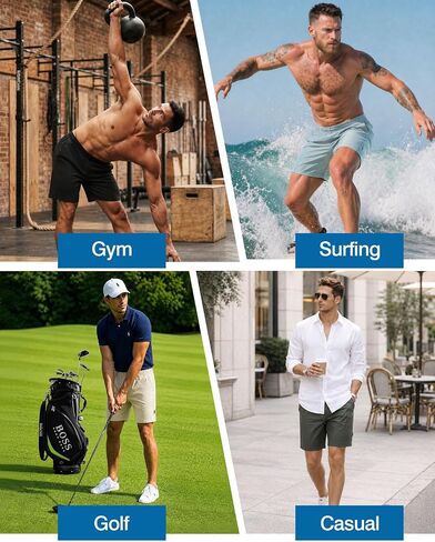 ZKMAN Men's 2 in 1 Hybrid Casual Shorts, Built-in Ultra Comfort Liner, Lightweight Stretch Golf Beach Daily Active Wear in Kuwait