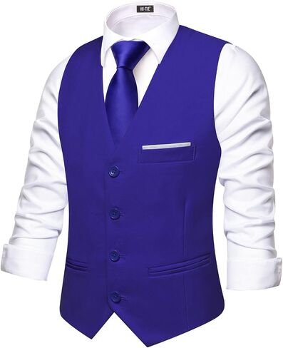 Hi-Tie Boys Vest Solid Suit Vest for Boy 4 Buttons V Neck Formal Kids Vests Party 6-18 Years in Kuwait