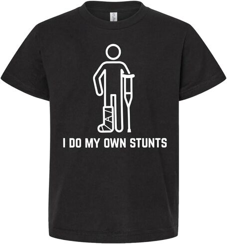 تي شيرت I Do My Own Stunts المضحك ذو الساق المكسورة للرجال، احصل على الشفاء العاجل هدايا التعافي من العمليات الجراحية تي شيرت الحوادث in Kuwait