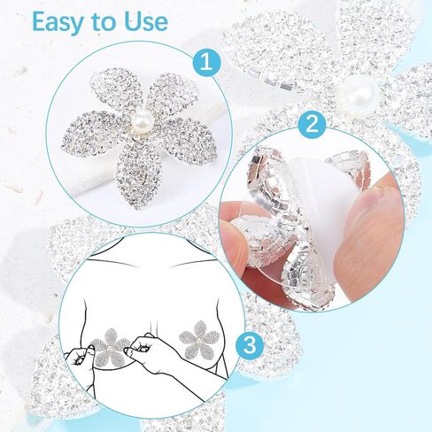 Rhinestone Tassel Nipple Pasties, Pasties Nipple Covers, Silver Flower Nipples Covers, Rhinestone Pastie Nipples Cover for Women, Crystal Chest Nipple-Stickers in Saudi Arabia