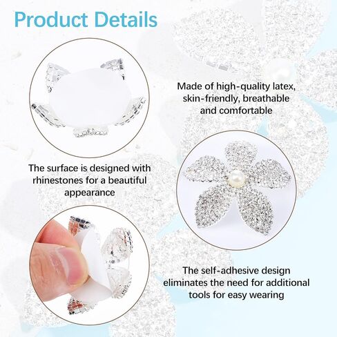 Rhinestone Tassel Nipple Pasties, Pasties Nipple Covers, Silver Flower Nipples Covers, Rhinestone Pastie Nipples Cover for Women, Crystal Chest Nipple-Stickers in Saudi Arabia