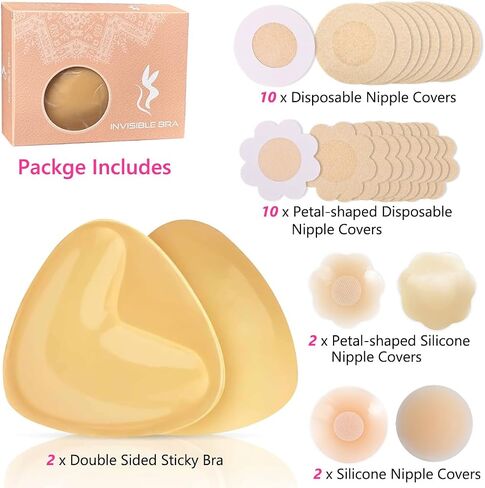 Invisible Push Up Sticky Bra, Reusable Adhesive Nipple Covers Double Sided Bra Pads for Backless Dresses Daily Wear in Saudi Arabia
