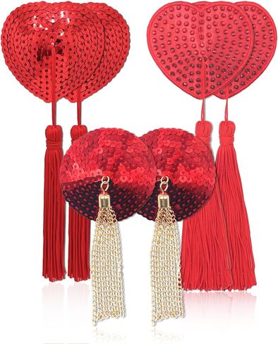 CICKEE Nipple Pasties Sexy with Tassels Breast Stickers Nipple Covers Boob Covering Fun Cute Sequin Pasty in Saudi Arabia