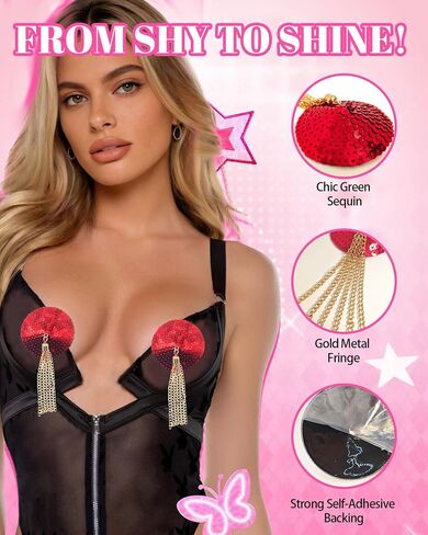 CICKEE Nipple Pasties Sexy with Tassels Breast Stickers Nipple Covers Boob Covering Fun Cute Sequin Pasty in Saudi Arabia
