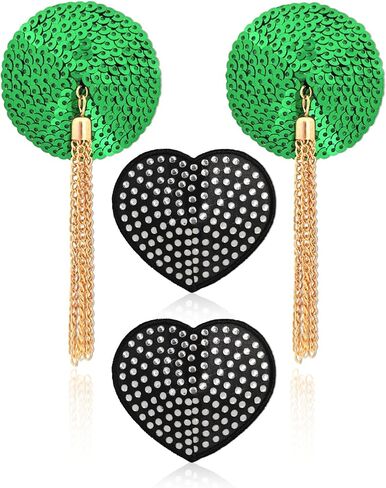 CICKEE Nipple Pasties Sexy with Tassels Breast Stickers Nipple Covers Boob Covering Fun Cute Sequin Pasty in Saudi Arabia