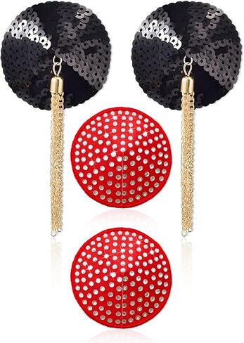 CICKEE Nipple Pasties Sexy with Tassels Breast Stickers Nipple Covers Boob Covering Fun Cute Sequin Pasty in Saudi Arabia