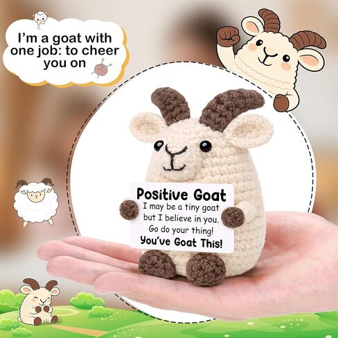 Positive Crochet Animal Goat Birthday Back to School Gifts for Student Teen Girl Boy Fathers Day Men Gifts for Son Christmas Positive Inspirational Support Gift for Women Men Teacher Friend Coworker in Saudi Arabia