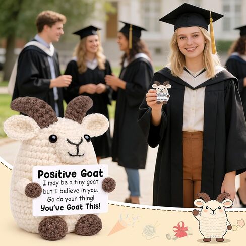 Positive Crochet Animal Goat Birthday Back to School Gifts for Student Teen Girl Boy Fathers Day Men Gifts for Son Christmas Positive Inspirational Support Gift for Women Men Teacher Friend Coworker in Saudi Arabia