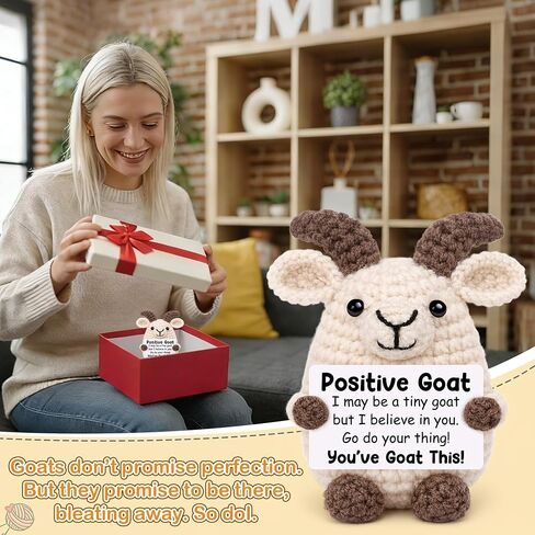 Positive Crochet Animal Goat Birthday Back to School Gifts for Student Teen Girl Boy Fathers Day Men Gifts for Son Christmas Positive Inspirational Support Gift for Women Men Teacher Friend Coworker in Saudi Arabia