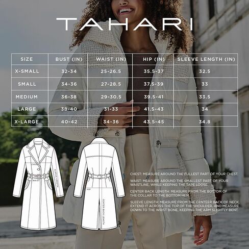 TAHARI Women's Rosie Hooded Quilted Jacket – Water-repellent Short Coat Detachable Hood in Kuwait