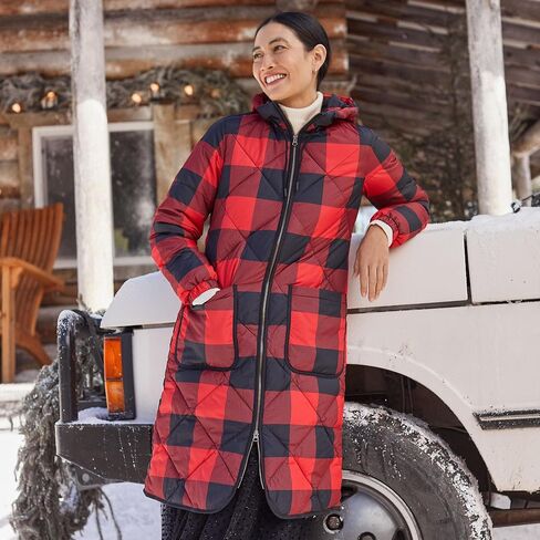 Lands' End Women's FeatherFree Insulated Diamond Quilted Maxi Coat in Kuwait