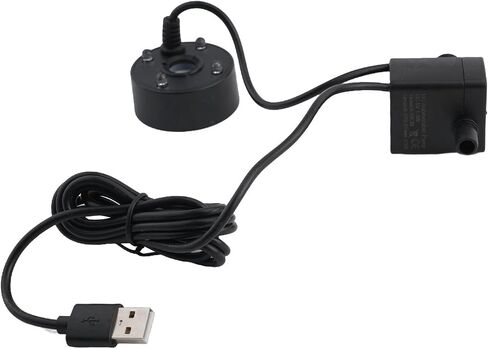 USB Mist Maker Fogger with Colorful Lights for Water Fountain Pond Air Humidifier 5W Ultra Quiet Indoor Outdoor Use Black(Black) in Saudi Arabia