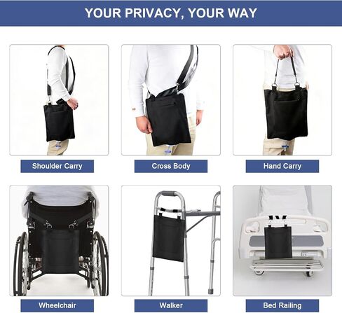 Catheter Bag Holder, Urine Drainage Bag Holder, Zipper Pipe Sleeve & Adjustable Strap, for Urostomy Privacy & Dignity, Straps for Wheelchair, Walker & Bed, Men & Women (Black) in Kuwait