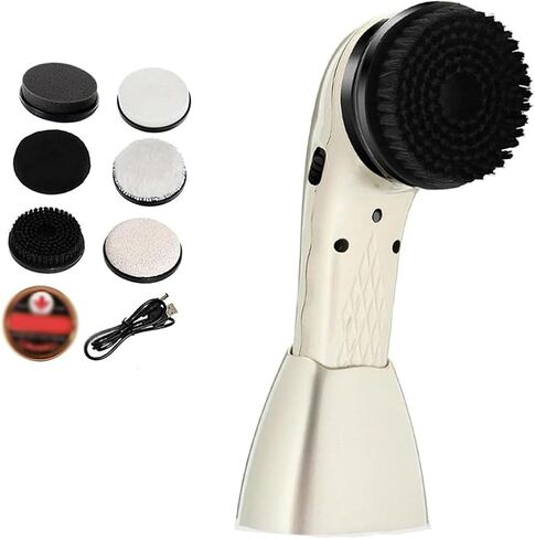 Electric Shoe Polisher Brush, Handheld Leather Polishing Tool with 6 Interchangeable Brush Heads USB Rechargeable 1800mAh Battery for Shoes Boots Bags Sofa Leather Care in Saudi Arabia
