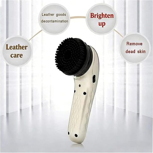 Electric Shoe Polisher Brush, Handheld Leather Polishing Tool with 6 Interchangeable Brush Heads USB Rechargeable 1800mAh Battery for Shoes Boots Bags Sofa Leather Care in Saudi Arabia