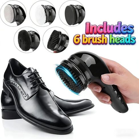 Electric Shoe Polisher Brush, Handheld Leather Polishing Tool with 6 Interchangeable Brush Heads USB Rechargeable 1800mAh Battery for Shoes Boots Bags Sofa Leather Care in Saudi Arabia