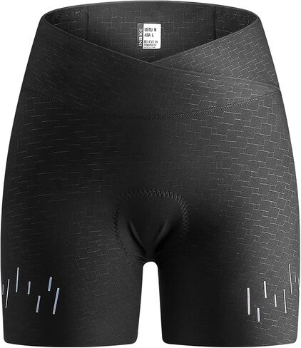 INBIKE Women's Bike Shorts,3D Padded Crossover Waist Cycling Shorts, Back Pocket Breathable Bicycle Spinning Shorts in Kuwait