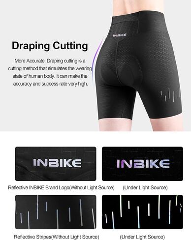 INBIKE Women's Bike Shorts,3D Padded Crossover Waist Cycling Shorts, Back Pocket Breathable Bicycle Spinning Shorts in Kuwait