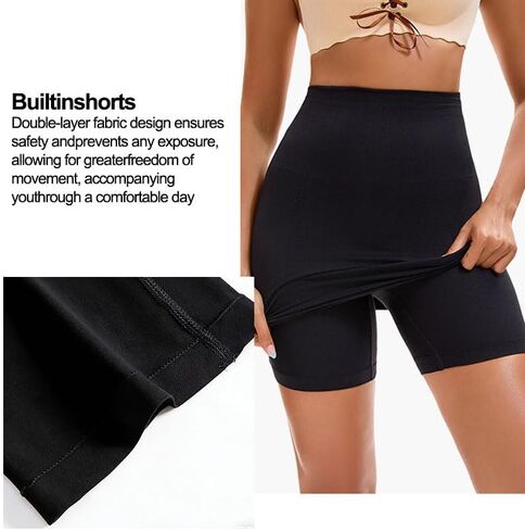 Shapewear for Women, High-Waisted Shapewear Tummy Control Shorts, Seamless Stretch Slimming Anti-Slip Skirt (Large, Black) in Kuwait