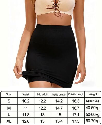 Shapewear for Women, High-Waisted Shapewear Tummy Control Shorts, Seamless Stretch Slimming Anti-Slip Skirt (Large, Black) in Kuwait