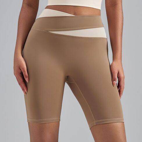 Women's Color Block High Stretch Buttery Soft Yoga Shorts, Slim Fit Breathable Athletic Shorts for Workout Sports Daily Wear in Kuwait