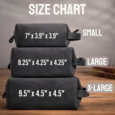 Personalized Handmade Genuine Leather Toiletry Bag | Custom Engraved Shaving Dopp Kit with Name, Initial | Travel Pouch for Men, Him, Husband, Dad, Boyfriend | Gift Idea for Groomsmen in Kuwait