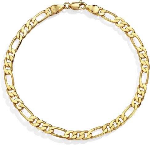 14K Gold Figaro Bracelets for Women & Men 5mm Dainty Diamond-Cut Chain Bracelets for Men Fashion Stackable Hand Chain Gift Waterproof Non-tarnish Jewelry Unisex Lifetime Quality in Saudi Arabia