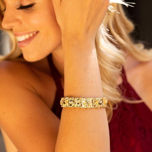 LIFETIME JEWELRY 16mm Gold Nugget Bracelet Men & Women - Rugged 24k Real Gold Plated Bracelet with Lifetime Replacement in Kuwait