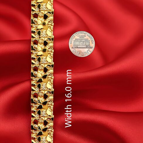 LIFETIME JEWELRY 16mm Gold Nugget Bracelet Men & Women - Rugged 24k Real Gold Plated Bracelet with Lifetime Replacement in Kuwait