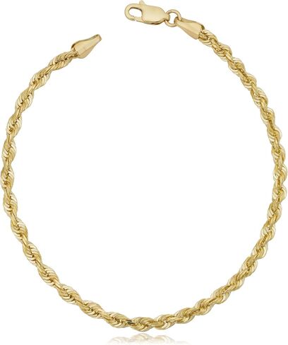 Kooljewelry 10k Yellow Gold 3.8 mm, Mens or Womens Rope Chain Bracelet in Kuwait