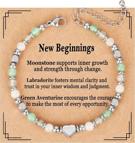 Natural Healing Crystal Bracelet for Women, Anxiety Relief Triple Protection New Beginnings Good Luck Empath Protection Jewelry Gift for Friends Mom 6.5+2 Inches in Kuwait