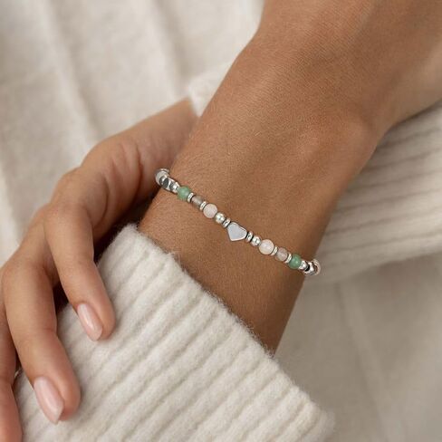 Natural Healing Crystal Bracelet for Women, Anxiety Relief Triple Protection New Beginnings Good Luck Empath Protection Jewelry Gift for Friends Mom 6.5+2 Inches in Kuwait