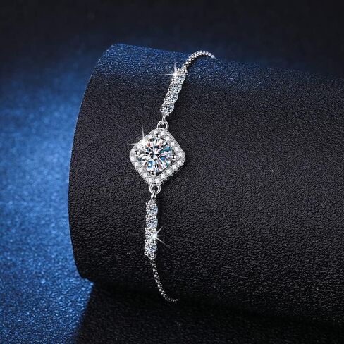 Women's 14K Gold Adjustable Diamond Link Bracelet, Elegant 0.5/1 Carat VVS1 D-Color Square Setting with Ideal Cut, Sophisticated Gift for the Discerning Collector in Saudi Arabia