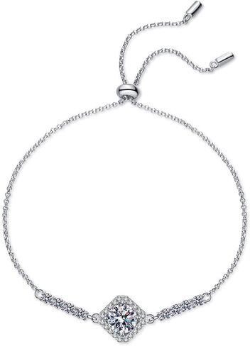 Women's 14K Gold Adjustable Diamond Link Bracelet, Elegant 0.5/1 Carat VVS1 D-Color Square Setting with Ideal Cut, Sophisticated Gift for the Discerning Collector in Kuwait