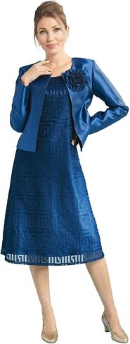Masseys Geometric Dress with Jacket for Women with Removable Flower Detail in Saudi Arabia