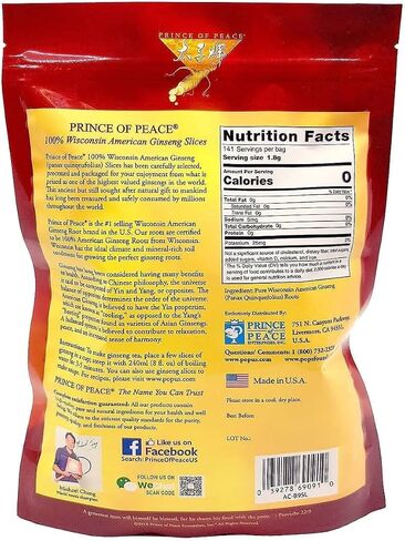 Prince Of Peace Pure Ginseng Slices 100% Wisconsin American, 9 Ounce, 255g in Kuwait