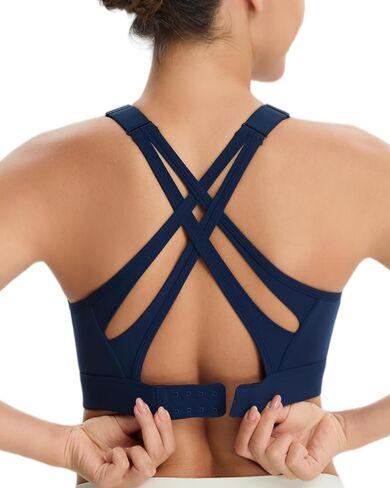 High Impact Sports Bra for Women High Support Molded Cups, Adjustable Straps & Hook Closure, Criss Cross Supportive Bra in Saudi Arabia