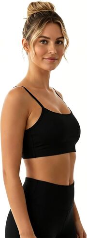 Cotton Padded Sports Bra for Women Adjustable Spaghetti Strips High Support Workout Tops for Yoga Pilates Running in Saudi Arabia