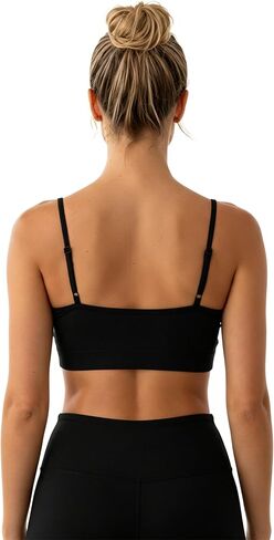 Cotton Padded Sports Bra for Women Adjustable Spaghetti Strips High Support Workout Tops for Yoga Pilates Running in Saudi Arabia