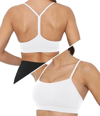 حمالة صدر رياضية للنساء حمالات صدر للتمرين ذات تأثير منخفض من Racerback، حمالات صدر رياضية رفيعة مثيرة لليوجا مع وسادات قابلة للإزالة in Kuwait