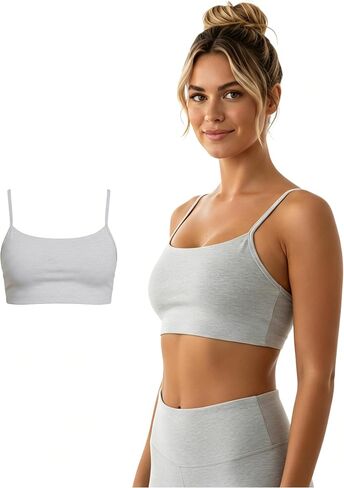 Cotton Padded Sports Bra for Women Adjustable Spaghetti Strips High Support Workout Tops for Yoga Pilates Running in Saudi Arabia