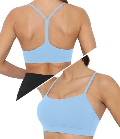 Sports Bra for Women Low Impact Racerback Workout Bras Sexy Thin Straps Yoga Sport Bras with Removable Pads in Kuwait