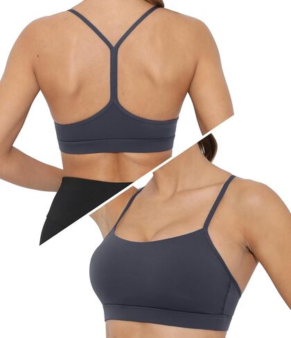حمالة صدر رياضية للنساء حمالات صدر للتمرين ذات تأثير منخفض من Racerback، حمالات صدر رياضية رفيعة مثيرة لليوجا مع وسادات قابلة للإزالة in Kuwait